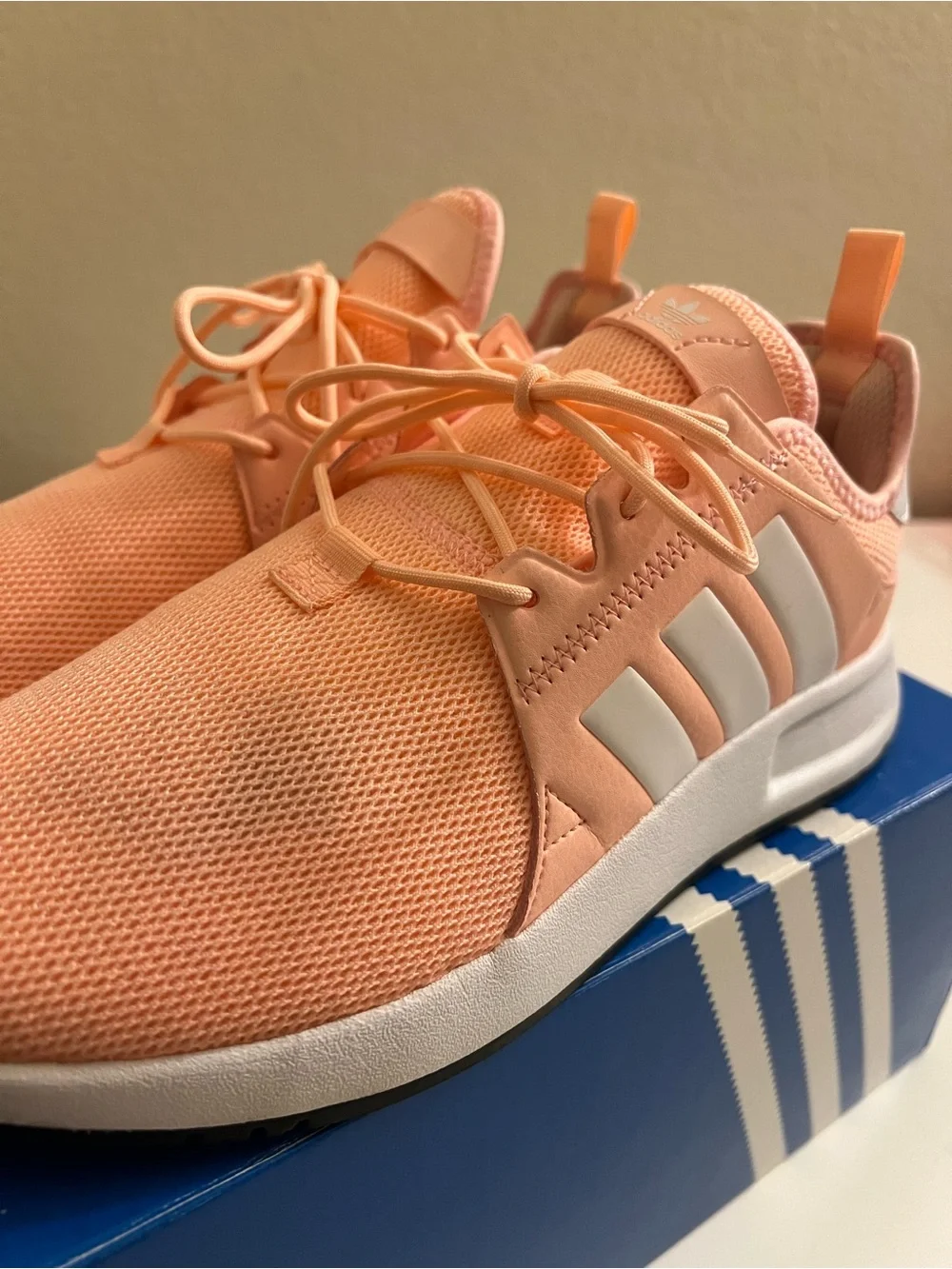 adidas Peach Pink Knit Athletic Sneakers